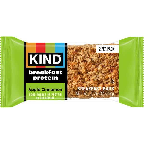 KIND Breakfast Protein Healthy Snack Bar Apple Cinnamon Gluten Free Breakfast Bars 8g Protein 1.76OZ Packs 30 Count