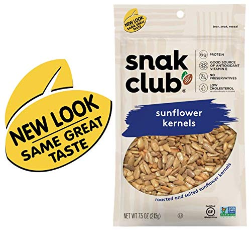 Snak Club Roasted &amp Salted Sunflower Kernels 7.5 Ounce (Pack of 6)
