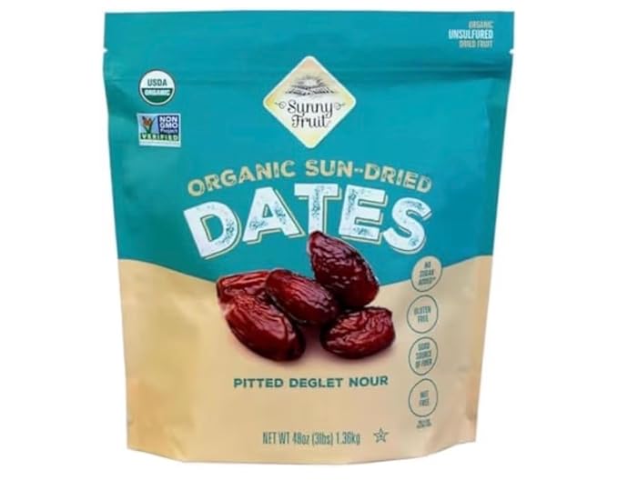 Organic Pitted Dates (Deglet Nour) 2 Pack – 48 oz Each (Total 6 lbs) | No Added Sugar Sulfurs or Preservatives | Non-GMO Vegan Halal &amp Kosher