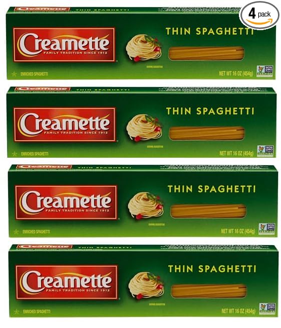 Enriched Pasta Thin Spaghetti Pasta (Pack Of 4 Boxes)16 oz. Each