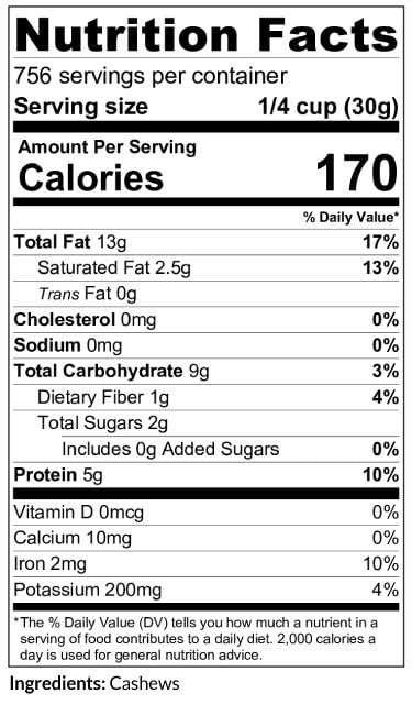 C.J. Dannemiller Cashew Halves Bulk 10 LB Box RAW Split Cashews Perfect for Snacking Cooking Trail Mixes