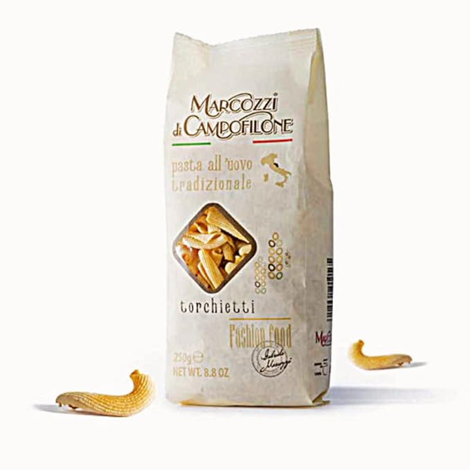 Campofilone Italian Torchietti Egg Pasta | Marcozzi di Campofilone Traditional Dried Egg Pasta Imported from Italy | 8.8oz (250g) | (Pack of 1)
