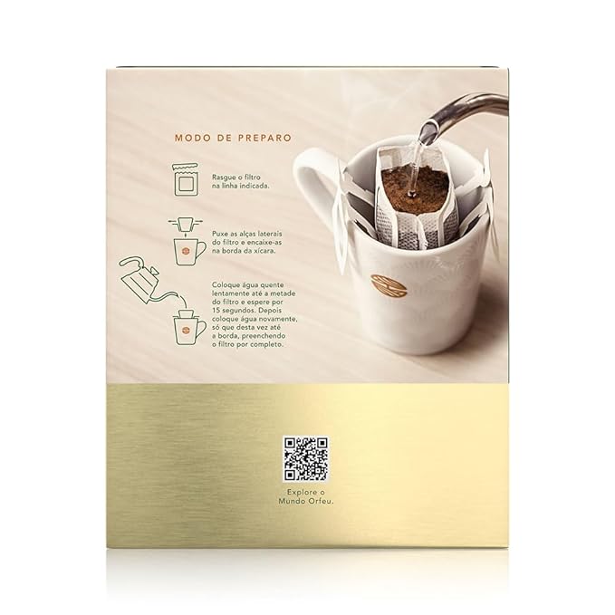 Orfeu Specialty Intense Coffee Drip Sachets – 100% Arabica Dark Roast Notes of Toasted Caramel &amp Fruit Jam – Low Acidity Velvety Body – 10 Sachets (3.52oz/100g)