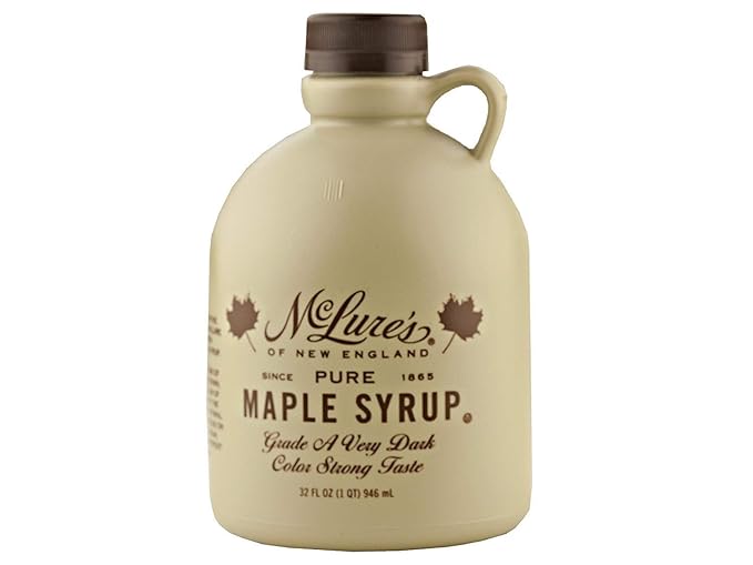 MCLURES MAPLE SYRUP New England Grade A Very Dark 32oz Jug