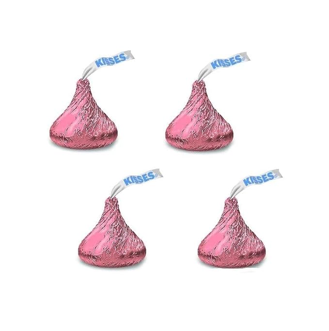 KISSES Milk Chocolate Candy 3 lbs (48 oz) Solid Milk Chocolate Kisses In PINK Foil Wrap Approx 300 Pieces Pink Foil Wrapped Candies