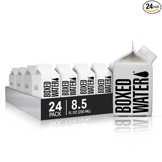 Mini Boxed Water (8.4 oz. 24 Pack) – Better Than Premium Plastic Purified Drinking Water in Plant-Based Cartons BPA-Free Refillable Cartons Lunchbox Ready