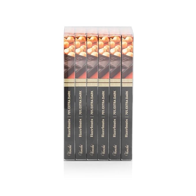 Venchi Set of 6 70% Dark Chocolate and Hazelnut bars 21.16 oz