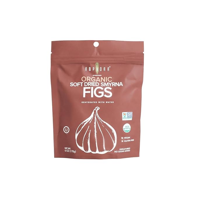 Amphora Organic Soft Dried Smyrna Figs | Naturally Sweet &amp Moist | No Added Sugar No Preservatives | Vegan &amp Gluten-Free Snack | Pack of 6 (6 oz Each)