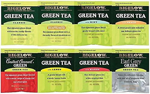Bigelow 30568 Green Tea Assortment Individually Wrapped Eight Flavors 64 Tea Bags/Box