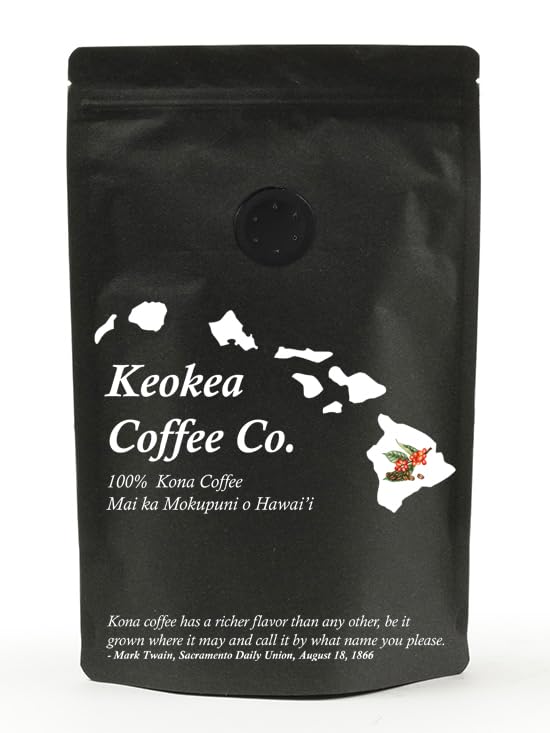 100% Kona Coffee - Whole Bean - Medium Roast - 8oz - Farm Fresh - Grown and Packaged on the Big Island of Hawaii - Keokea Coffee Co.