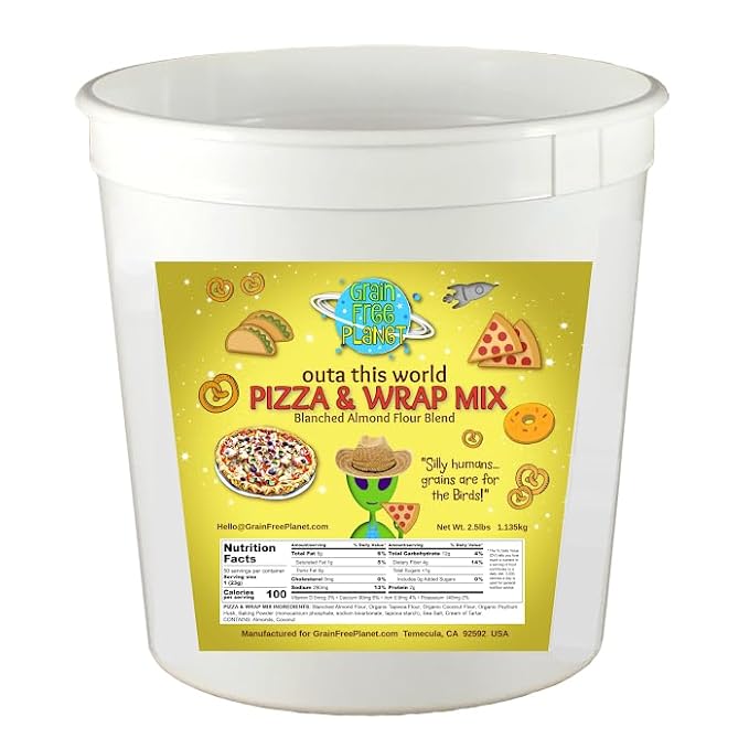 Grain Free Planet's Multi-Use Pizza Crust &amp Wraps Mix | Clean Keto Low Carb Baking Mix | Free from Gluten Grains Sugar Dairy Soy Yeast and Lectins | 2.5 lb