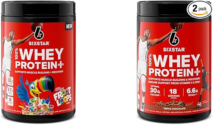 Six Star Whey Protein Powder Froot Loops Flavor &amp Triple Chocolate | Muscle Builder with 30g Protein | 1.8lb Each