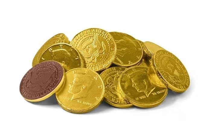 Smarty Stop Large Gold Foil-Wrapped Milk Chocolate Dollar Coins (2 Pound (Pack of 1))