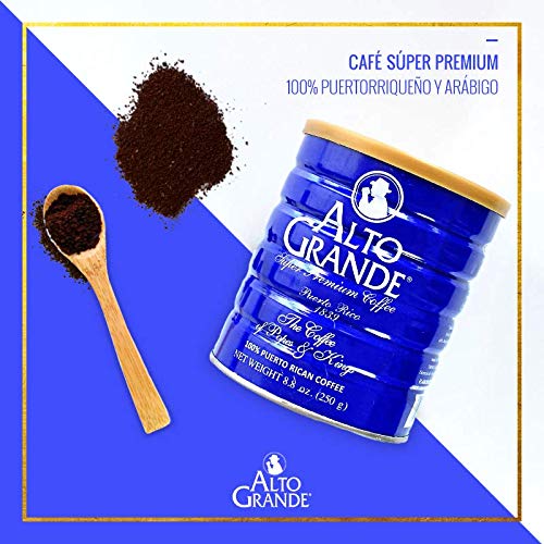Alto Grande Super Premium Coffee Ground Single Origin Puerto Rico 8.8 Ounce Canister (Pack of 2)
