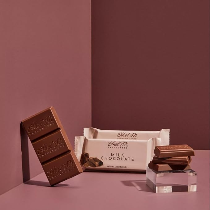 Ethel M Chocolates Premium Milk Chocolate Bars Individually Wrapped Chocolate Candy Bars for Gifting Holidays &amp Everyday Indulgence (24 Pieces)