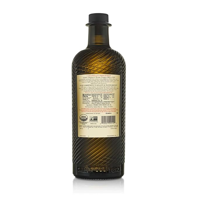 Carapelli - Unfiltered Organic Extra Virgin Olive Oil: First Cold-Pressed EVOO – 33.8 Fluid Ounces (1 Liter)