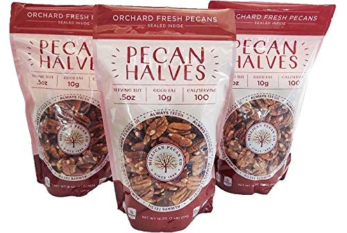 Orchard Fresh Raw Pecan Halves 3-Pound | Millican Pecan since 1888 | San Saba Texas