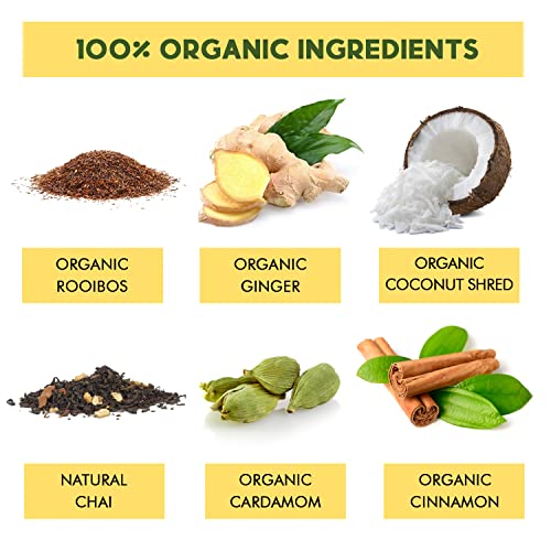 Coconut Rooibos Chai Tea Pods for Keurig - Organic Ginger Tea Rooibos Cinnamon Cardamom Coconut &amp Chai by Teavity (36 Tea Pods)