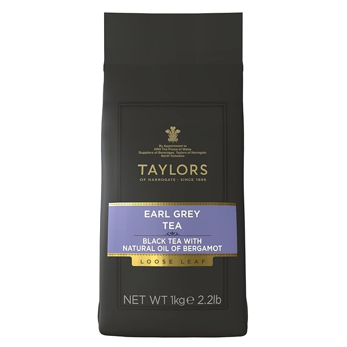 Taylors of Harrogate Earl Grey Black Tea Loose Leaf 1 Kilo Bag|2.2lb Fragrant Delicate &amp Light Caffeinated Premium Whole Leaf Tea
