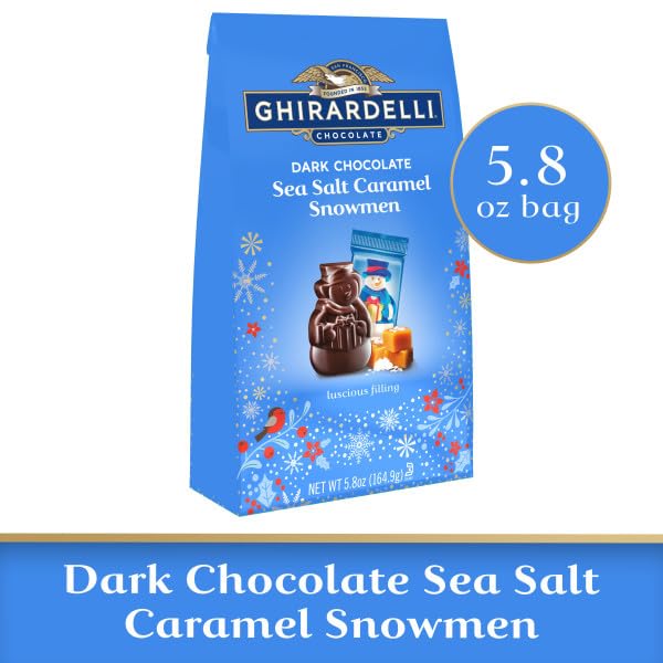 Ghirardelli Dark Chocolate Sea Salt Caramel Snowmen Large Bag Pack of Two - 5.8 oz Bags