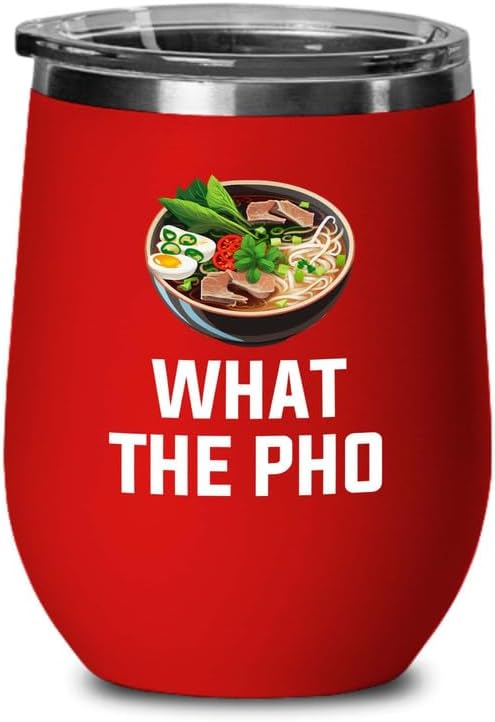 Ramen Lover Red Edition Wine Tumbler 12oz - What the pho - Food Lovers chicken pumpkin vegan pantry spicy noodles