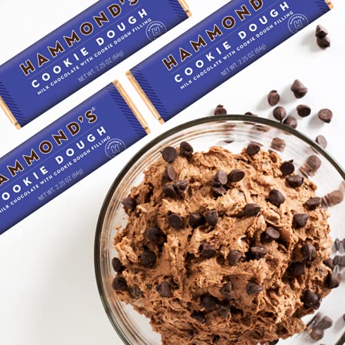 Hammond's Candies Gourmet Chocolate Candy Bars – Cookie Dough | Sweet Milk Chocolate Chocolate Chip Cookie Dough Candy Bar Premium Ingredients Certified Kosher Handcrafted in the USA | Pack 5
