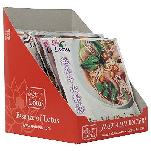 Essence of Lotus Instant Beef Pho Soup Mix — Ready-to-Eat Flavorful Restaurant-Quality Pho broth Made in the US (Beef Pho Soup Mix 12-Pack)