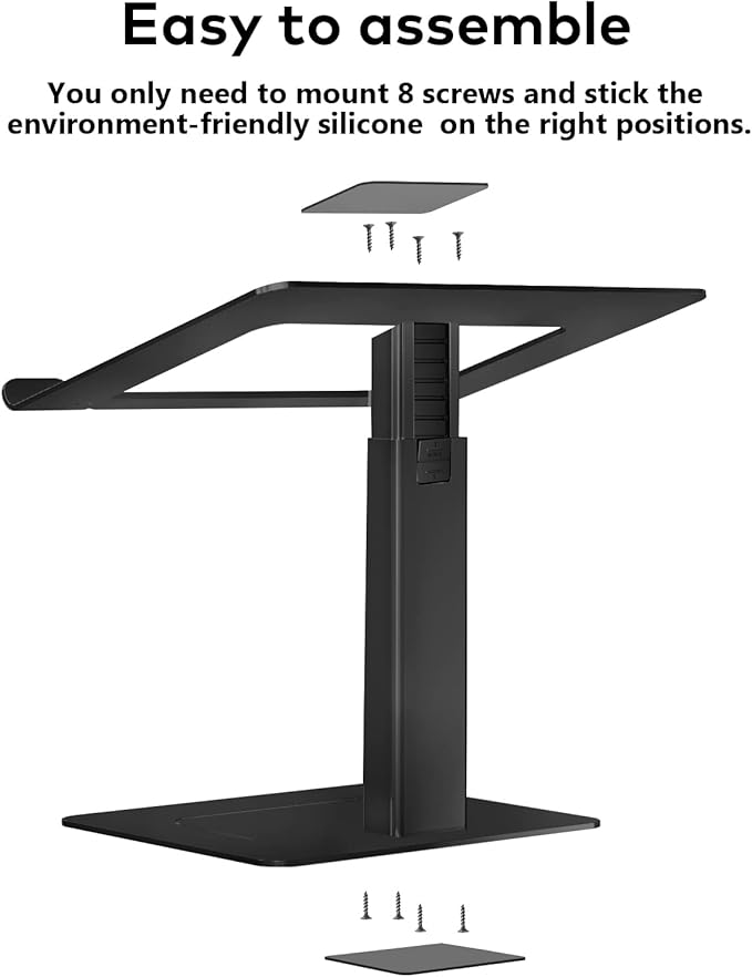 Laptop Stand for Desk Ergonomic Aluminum Laptop Stand Adjustable Height from 7-15 Sitting and Standing Laptop Riser for 10-17 Notebook