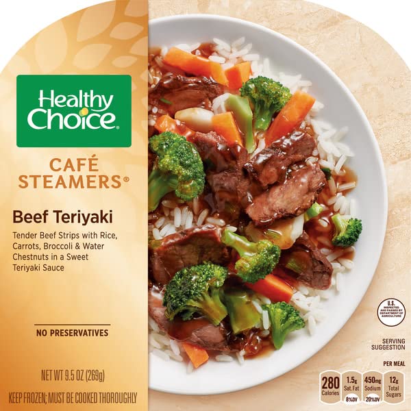 Healthy Choice Beef Teriyaki - Tender Beef Strips - Rice Carrots Broccoli and Water Chestnuts in a Sweet Teriyaki Sauce - 8 Pack (9.5 Oz Each) - Ready Set Gourmet Donate a Meal Program