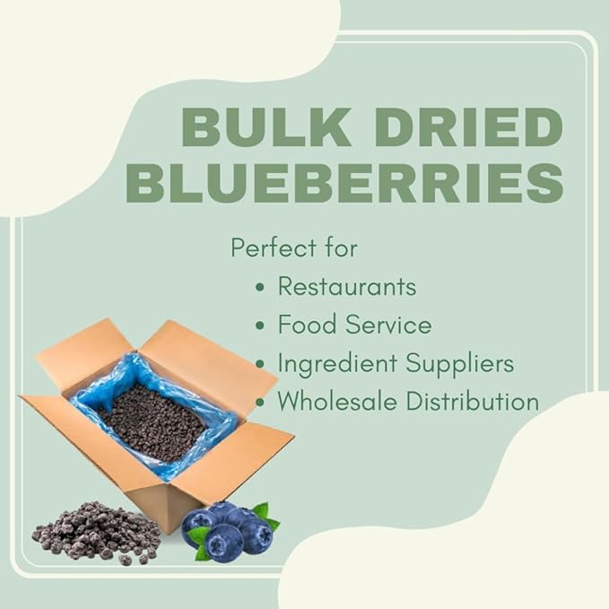 Sunrise Fresh Dried Fruit Company No Sugar Added Dried California Blueberries 5lb Bulk Box No Sugar Added Dehydrated Fruit for Baking Healthy Snack