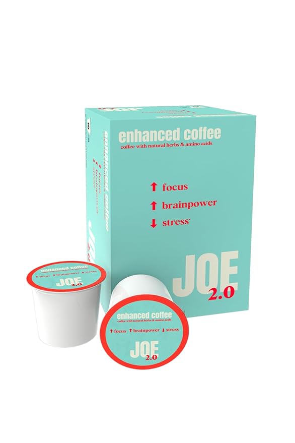 Joe 2.0 Nootropic Coffee Pods – Organic Medium Roast with Lion’s Mane Ashwagandha L-Tyrosine &amp L-Theanine | Focus Brainpower &amp Stress Support | Vegan Keto Eco-Friendly