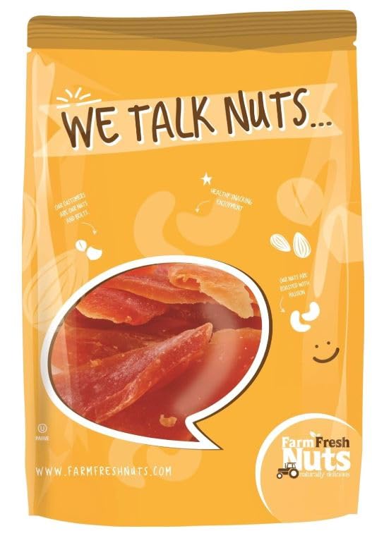 Farm Fresh Nuts Dried Papaya Fruit Snacks 5 Lb Bag – Papaya Strips for Snacking Desserts Baking – Safely Sealed Bag for Prolonged Freshness – Delicious Tropical Taste