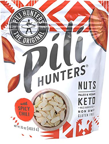 Pili Hunters - Wild Sprouted Pili Nuts Spicy Chili (1 lb Bag) Keto/Paleo/Vegan Snacks Low Carb Energy Gluten Free No Sugar Added Superfood The Original AS SEEN ON SHARK