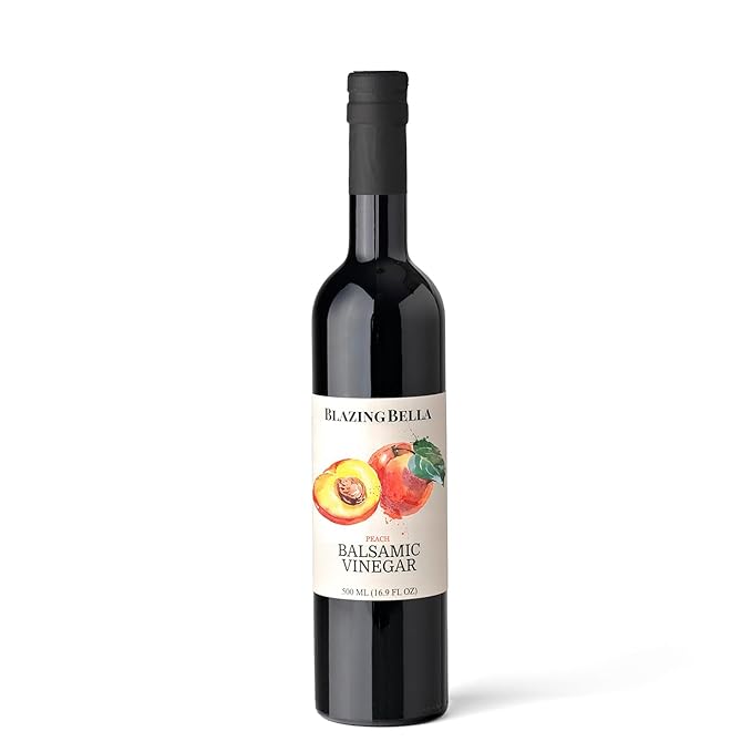 Blazing Bella Peach White Balsamic Vinegar from Modena Italy Bright and Smooth Premium Finishing Vinegar with Natural Sweetness Perfect for Salads Chicken Cheese and Vegetables 500ml