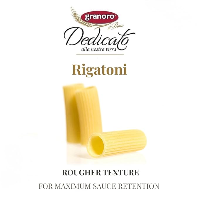 Granoro Dedicato Rigatoni #183 -Authentic Italian Pasta Made from 100% Puglia Durum Wheat Semolina Bronze Die Non-GMO Vegan 1 lb Bags (Pack of 3)