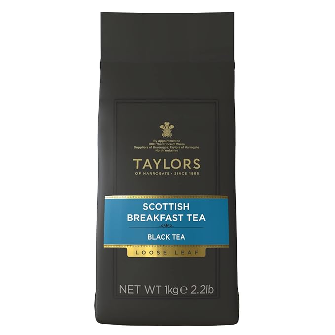 Taylors of Harrogate Scottish Breakfast Black Tea Loose Leaf 1 Kilo Bag (35.27 Ounces) Strong Malty and Full Caffeinated Premium Whole Leaf Tea