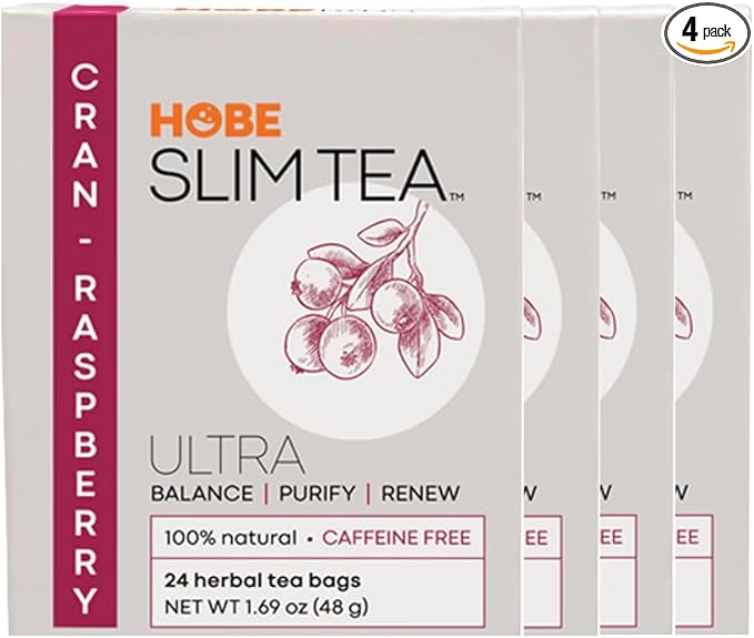 Hobe Labs Cran-Raspberry Tea - Natural Herbal Infusion for Body Balance and Refreshment - Caffeine-Free (96 Tea Bags)