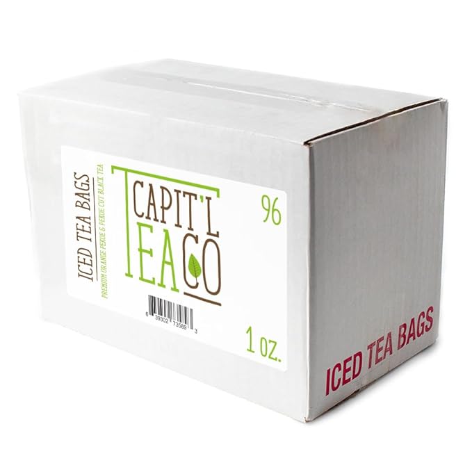 Premium Orange Pekoe &amp Pekoe Cut Black Tea Gallon Size Tea Bags Capit'l T (96 Count)