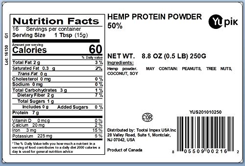 Yupik Powder Hemp Plant Protein 50% 8.8 oz (Pack of 6)