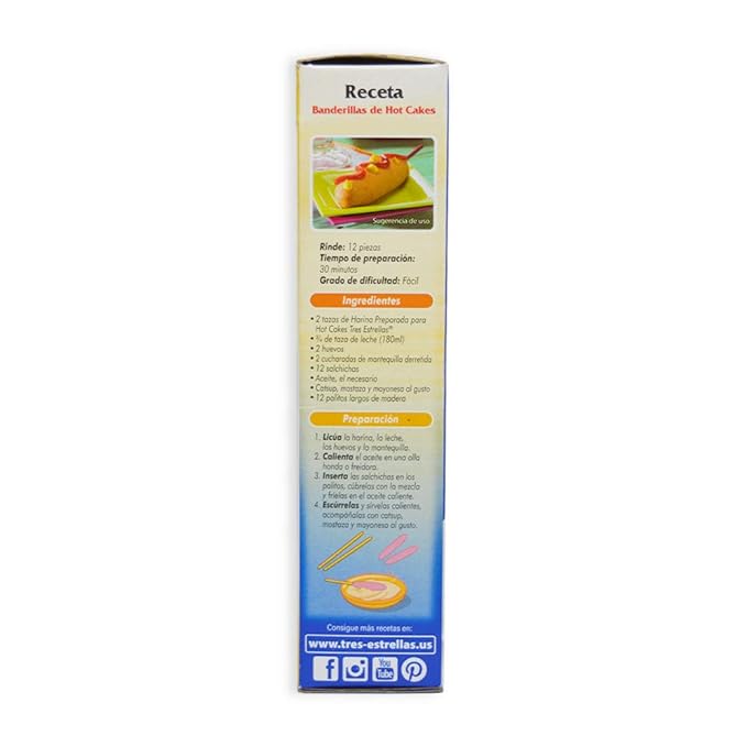 TRES ESTRELLAS Homemade Pancake Mix Easy to Prepare with Milk Eggs &amp Butter 17.6 oz (Pack of 12) | Fluffy Texture | Authentic Flavor for Breakfast or Brunch