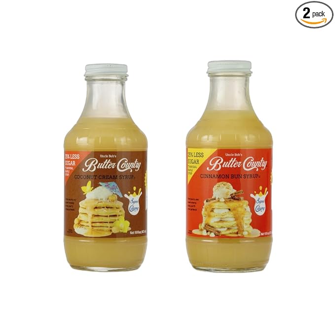Butter Country Buttermilk Syrup 2-flavor pack: Cinnamon Bun and Coconut Cream | 16 Oz each