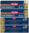 Whole Grain Thin Spaghetti Pasta (4 Boxes 16 oz. each)