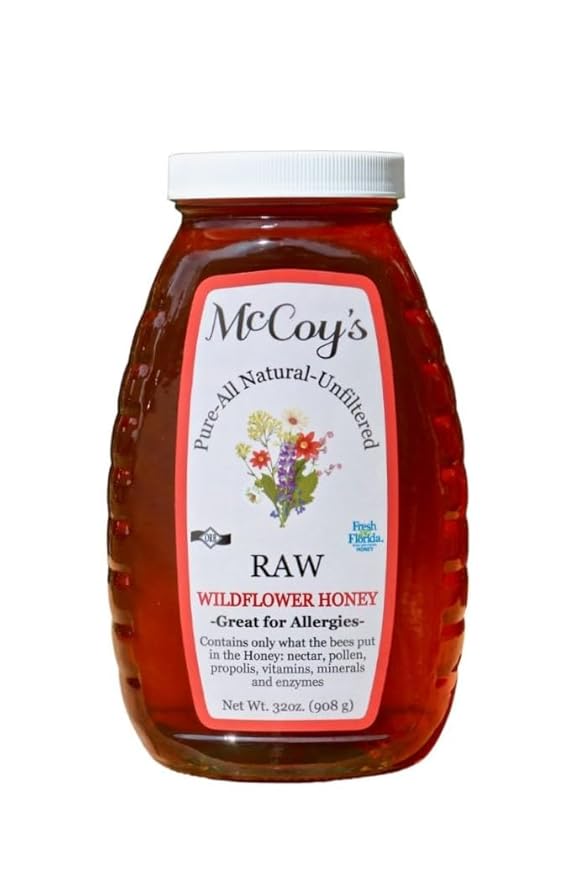 McCoy's Honey - 100% Pure Raw Honey - Wildflower Honey Jar 32oz