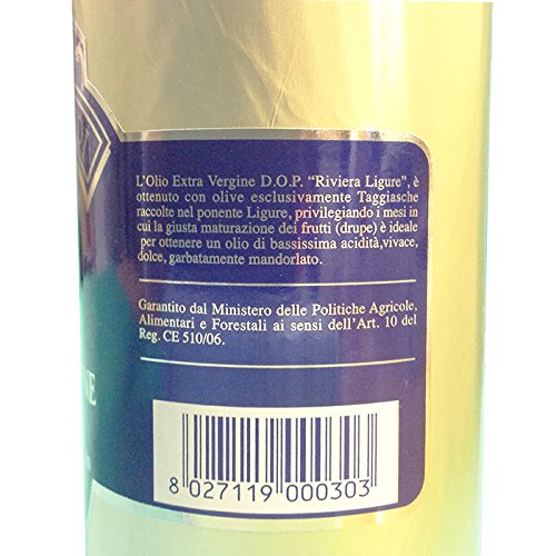 Riviera Ligure extra virgin oil pdo has got by olives called Taggiasche lt 050 (176 ounce) x 2 gold cover bottle