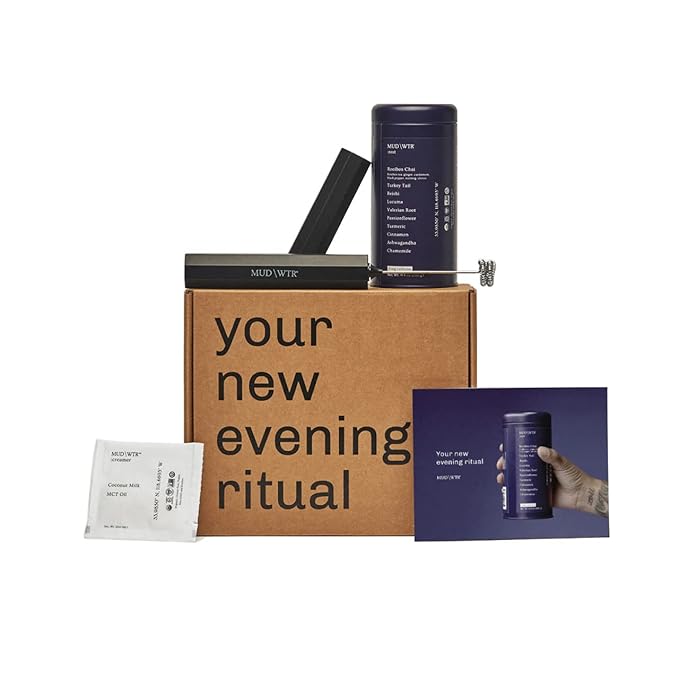 MUD\WTR - :rest Evening Ritual Starter Kit - Organic Mushroom Tea - Hints of Chamomile and Chai Flavors - Includes 30-Serving :rest Tin &amp Frother - Caffeine-Free Vegan Gluten Free Kosher Non-G