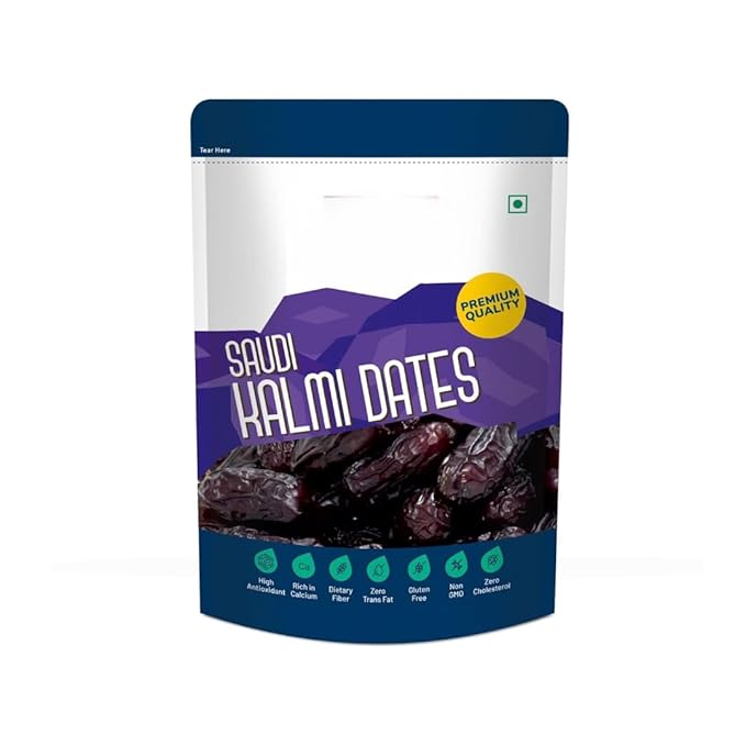 Generic Saudi Kalmi Dates - Khajur Pack of 1 Organic Fresh Dry Fruits - Healthy Snacks Nutrient Rich Healthy Breakfast Snack - 200 gm