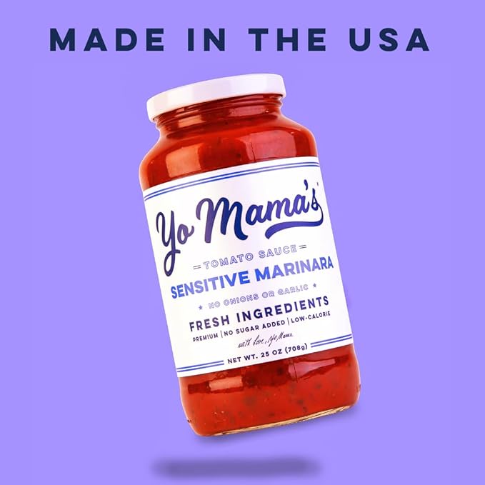 Yo Mama's Foods Sensitive Marinara Pasta Sauce | (3) 25 Ounce Jars | No Sugar Added Low Carb Gluten Free Paleo Friendly and Made with Fresh Non-GMO Tomatoes