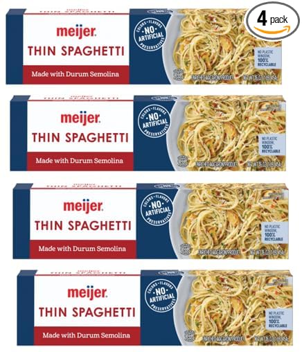 Enriched Spaghetti Product Thin Spaghetti Pasta Made With Durum Semolina (4 Boxes 16 oz. each)