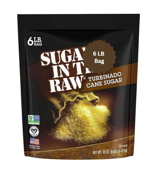Sugar Raw Turbinado Cane Sugar Made Using 100% Natural Pure Cane Sugar 6 lbs