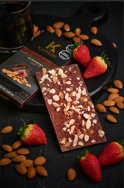 Kaffeto 70% Cacao Dark Chocolate with Reishi. 3 Bars Variety